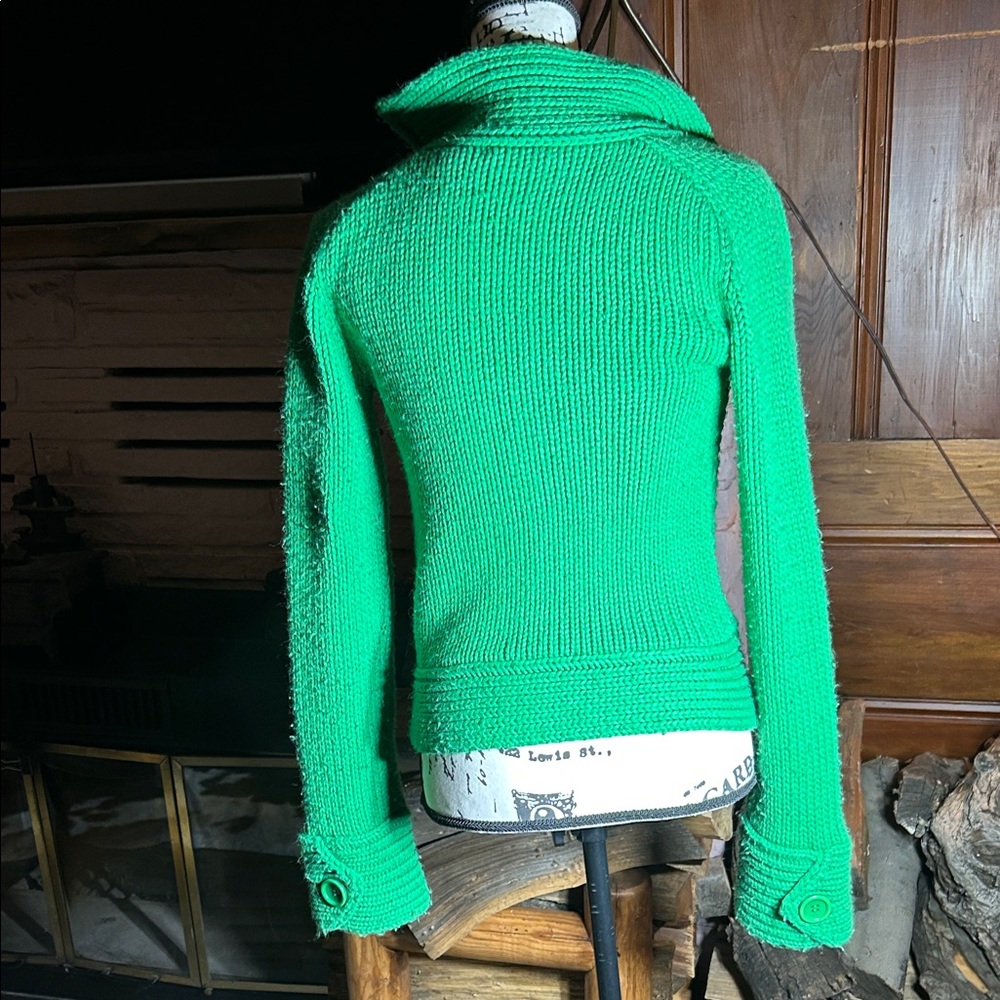 MODA Intl. Green Women's Moto-Inspired Knit Cardigan w/ Asymmetric Zip - Picture 4 of 9